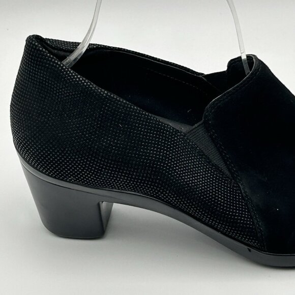 Aravon Black Bootie Lexee Twin Gore Block Heels SlipOn CG8758 Women's Size 10 2E - Picture 2 of 10